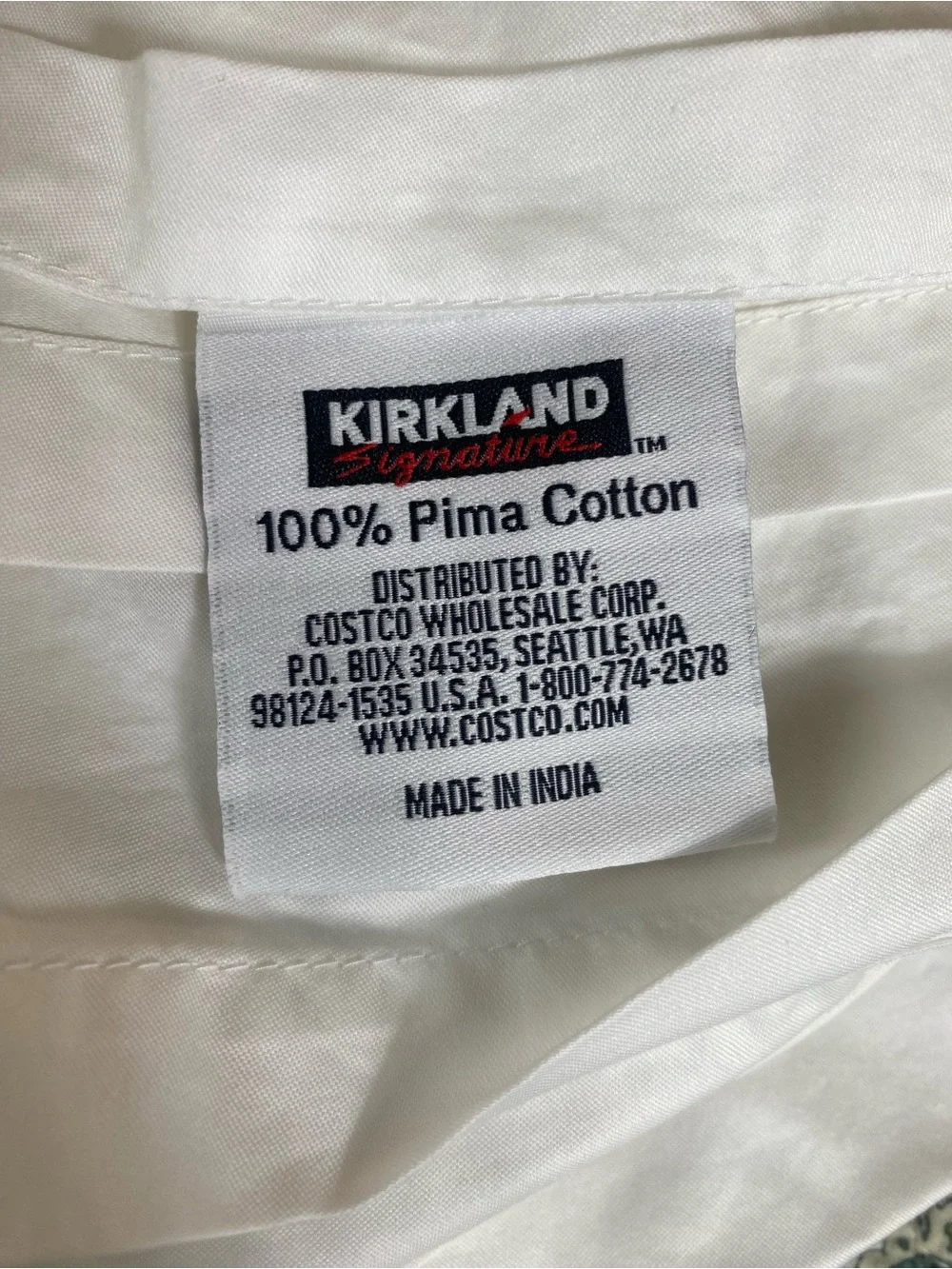 Kirkland Signature White 100% Pima cotton flat sheet Luxurious 680ct India